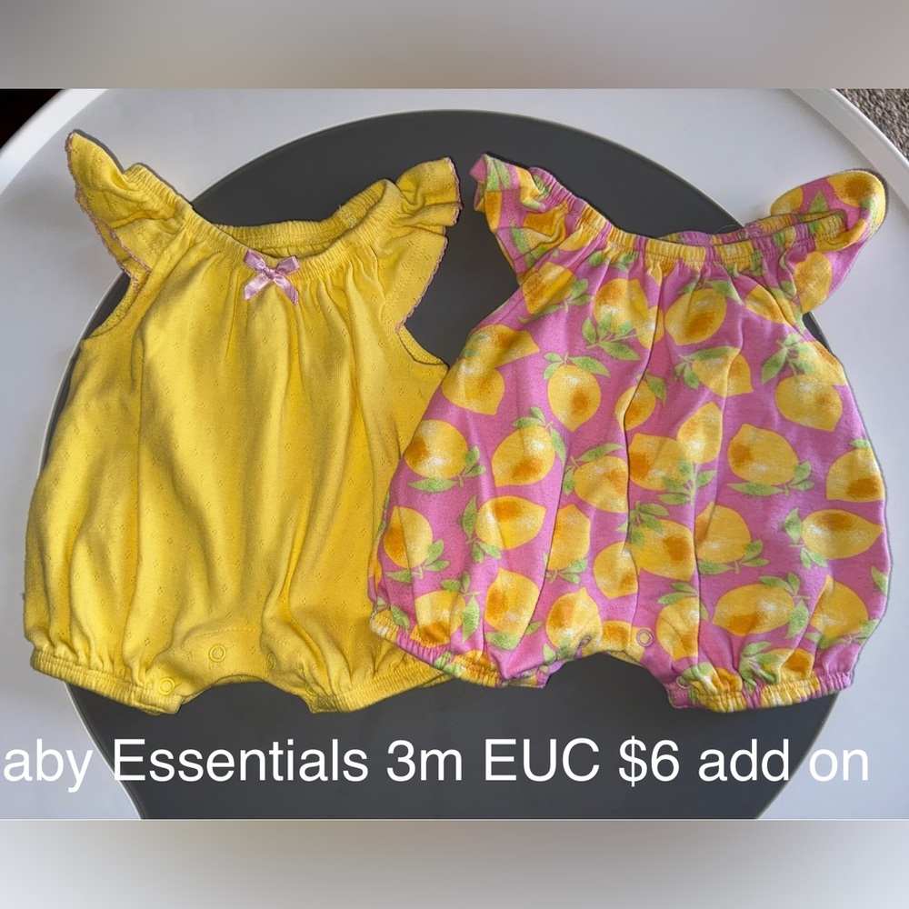 Baby Essentials Yellow and Pink Rompers